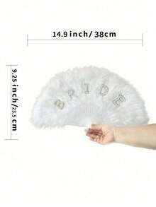 1 pieza Abanico de plumas artificiales de pelo, abanico de plumas para novia con perlas, accesorio individual para mujeres, decoración de bodas y fiestas, abanico de mano adecuado para accesorios de ropa y decoración de fiestas para bodas - Multicolor - Ver 8