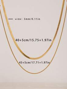 1pc Minimalist 18K Gold Plated Punk Style Double Layer Snake Bone Herringbone Chain Necklace, Street Style Gift For Men