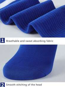 1 Pair Unisex Striped Over-The-Knee Football Socks, Breathable Anti-Slip Sports Socks For Teenagers, Moisture-Wicking, Comfortable, Quick-Drying, Elastic Fit, Suitable For Outdoor Activities, Cycling, Hiking, Running And Active Play For Boys And Girls 9+ Years Old, All Seasons