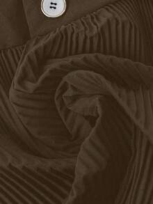 女士纯色宽松新款时尚百搭百褶短裤裙 - 咖啡棕 - 查看 4