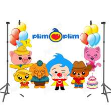 Telón de fondo lindo de Plim Plim para fiesta de cumpleaños infantil, banner de fotografía con diseño de cerdo y oso de dibujos animados, fondo de foto con arcoíris (estilos múltiples)