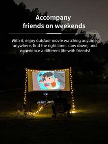 GAINVANE Outdoor Canopy Pole Projection Screen Simple Projector Screen Vertical Pole+Ground Nail+Wind Rope Suitable For Outdoor Camping, Team Building, Gatherings, Easy To Carry - White - View 8