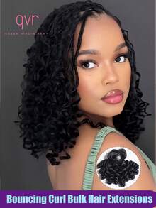 QVR QUEEN VIRGIN REMY 66g Natural Black Curly Real Human Hair Extensions, Suitable For Bohemian Braids And Various DIY Hairstyles, Virgin Hair - Natural Black - View 2