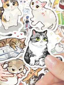 77 件卡通猫贴纸、可爱动物装饰、行李箱、笔记本电脑、手机壳、iPad 剪贴簿、日记本、DIY 滑板头盔、吉他贴纸、学校用品、返校 - 彩色 - 查看 6