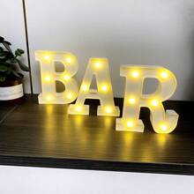 1 pezzo Luce a LED a forma di lettera "Bar", lampada alfabeto a luce bianca calda, combinazione di parole DIY BAR adatta per bar, taverna, festa, compleanno, campeggio, zona pranzo, corridoio, dormitorio, camera da letto, spuntino notturno, ristorante e scene di festa, decorazione per San Valentino, Festa della Mamma, Ognissanti, Natale e altre vacanze - funzionamento a batteria (batterie non incluse)