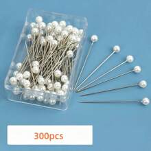 100/200/300/500pcs Round Pearl Head Pins, Quilting Pins, Fabric Pins, For Handcraft, Sewing, Edging Craft, Jewelry Components Decoration Wedding Pearl Flower Pins