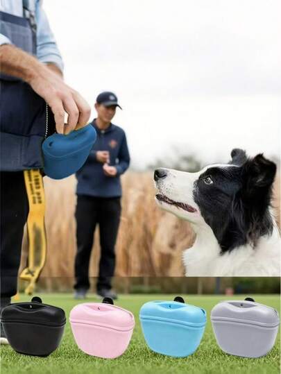 1pc Silicone Pet Treat Bag, Portable Clamp-Style Training Container With Magnetic Closure And Belt Clip Dog Treat Bag Dog Treat Pouch Dog Walking Bag Pouch