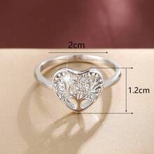 1 pieza Anillo de mujer con diseño de árbol de Navidad en forma de corazón elegante, regalo navideño - Multicolor - Ver 6