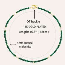 Minimalist Style 4mm Small Natural Green Malachite Gemstone Necklace For Women OT Clasp Necklace Gemstone Jewelry