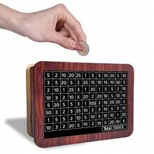 Wooden Budget Savings Box With Digital Display - Decorative Piggy Bank And Home Finance Planner, For Storing Cash/Coins - Black - View 14