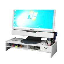 1 estante elevador para computadora, cajón de oficina, almacenamiento, soporte para monitor de escritorio, almohadilla para portátil, almacenamiento de escritorio - Blanco - Ver 3