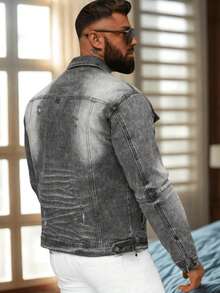 Chaqueta vaquera desgastada y lavada informal para hombre
