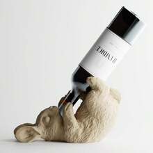 ORIZZONTE Decorative Rabbit Bottle Holder In A Fun Style – Wine Stand, Ironic Design For Kitchen, Table, Bar Or Original Gift For Wine Lovers, 27 * 11.9 * 16.3 Cm, 100% Made In Italy, Shipping From Italy - Wood - View 3