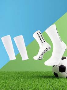 FLSHMCEN 4/10 pares de calcetines de fútbol para hombre con almohadillas antideslizantes para fútbol, baloncesto y otros deportes