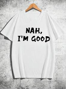 Men's Casual Short Sleeve Crew Neck T-Shirt, Creative Printed Design, Simple Design, Woven Process - White 2 - View 2