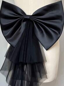 1件多功能蕾丝网纱缎面/可拆卸大蝴蝶结腰带，带拖尾，婚纱配饰，情人节配饰 - 彩色 - 查看 7