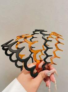 4 peças/2 peças Faixa de Cabelo Elástica Versátil e Charmosa com Dentes Ondulados em Estampa de Leopardo e Cor Sólida de Uso Duplo, Adequada para Uso Diário, Escola, Praia, Trabalho, Festa, Presente de Aniversário, Volta às Aulas, Tiara, Faixa de Cabelo Zig Zag