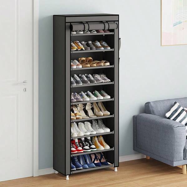 9 Tier Shoe Rack Organizer, Portable Shoe Shelf With Nonwoven Fabric Cover For Closet Hallway, Bedroom, Entryway