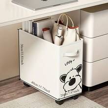 1 件 360° 可旋转可爱狗狗设计滚动储物车 - 可拆卸桌下收纳架/办公用品车/洗衣篮，带 4 个轮子 - 白色涤纶移动储物解决方案 - 宿舍必备、宠物爱好者装饰、儿童玩具收纳、工艺室助手、带轮浴室收纳架、用于学校用品、返校