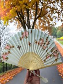 1pc Women's Foldable Fan, Crafted Fan, Handheld Fan, Fashion Accessory For Women, Portable, Small Folding Fan