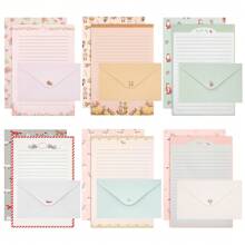 54 pièces Set de papeterie thème animal avec papier à lettres et enveloppes, 36 feuilles de papier à lettres A5 + 18 enveloppes, kit de papeterie mignonne convenant aux lettres d'amour, invitations, cérémonies de remise des diplômes, cartes de vœux