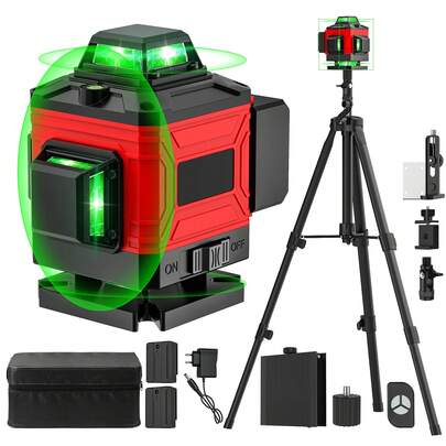 Wiederaufladbare Multifunktions-Laser-Wasserwaage, 4D, 16-Linien-Wasserwaage, automatische 360°-Nivelliermaschine, Wasserwaage mit Stativ, für Heimwerker, Nivellierung auf der Baustelle, Selbstnivelliergerät
