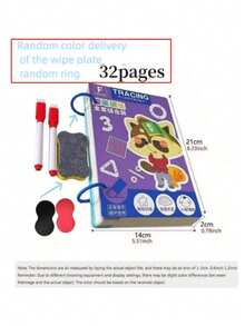 1 Set Of 32 Page Mind Enlightenment Movement Reusable Magic Practice Tracking Workbook Montessori Painting Education Control Training. Back To School Season Books. (Pen Eraser And Snap Ring Colors Are Randomly Assigned) - Multicolor - View 10