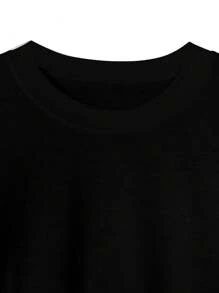 Women's  Rides An Electric Car Round Neck Loose  Long Sleeves Casual Knitted Cute Print Simple Basic Lounge Top, Fall, Winter - Black - View 3