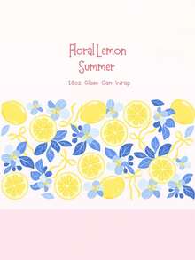 Summer Lemon Floral UV DTF Transfer Sticker Libbey Glass Cups Wraps Rub On Transfer Sticker For 16oz Glass Cup Waterproof Sticker, Summer Drink Cup Wrap, Bottle Coffee Mug Cup Self-Adhesive Sticker, Laptops Greeting Cards Decal Stickers, Suitable For Any Hard Surface Transfer Decals Supplies - Yellow - View 4