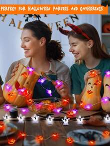 3pcs/1pc-Halloween String Lights 3 Packs, Pumpkin Ghost Bat Lights, Battery Operated, LED, Halloween Decorations For Home Decoration, Indoor And Outdoor Party Festivals, ... - Multicolor - View 3