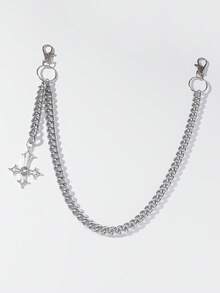 1 件男士银色粗链十字架吊坠腰链裤子配饰秋冬配饰万圣节服装，适合青少年、青年、男士、休闲、户外、运动、度假、毕业礼物、生日、日常穿着