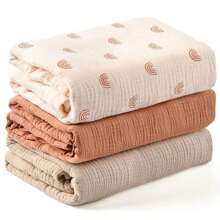3pcs/Set Newborn Cotton Muslin Swaddle Blankets, Breathable & Soft, Can Wrap Baby And Burp, Essential For Baby Christening, Also A Great Gift For Infants - Multicolor - View 18