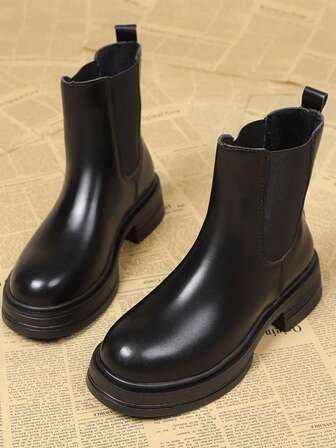 Women's Chelsea 2025 New Spring Autumn Boots, Retro Boot, British Style Round Toe Thick Sole Ankle Boots, Versatile & Fashionable