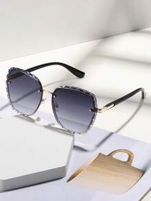 1 件男女通用方形镜框多色花卉镜片时尚眼镜，沙滩配饰，适合女性购物、驾驶、聚会、户外、旅行