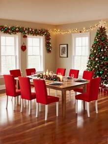 4/6 pezzi Coprisedia in seta di latte rossa, copri divano elastici anti-polvere e anti-sporco per soggiorno, hotel, ristorante, cucina, decorazione per la casa, adatti per tutte le stagioni, copridivano natalizio, decorazione natalizia