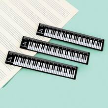 Regla con teclado de piano blanco y negro, herramienta de medición de acrílico con notas musicales, útil papelería duradera para estudiantes y profesionales, accesorio de piano - Regla de piano - Ver 8