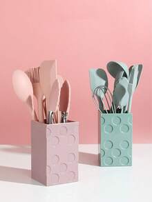 8pcs Silicone Kitchenware Set, Kitchen Non Stick Pan, Spatula, Spoon, Food Clip, Cooking Spatula Storage Bucket, Kitchen Supplies,Used In The Kitchen