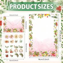 160 قطعة مجموعة قرطاسية عيد الميلاد، 50 ورقة كتابة + 50 ظرف + 60 ملصق ختم، مجموعة كتابة رسائل العطلات بتصميم سانتا والرنة وندفة الثلج، ورق سميك مقاس 8.25 بوصة * 5.5 بوصة - هدية، حفلة، دعوة، مستلزمات بطاقات التهنئة، مجموعة حروف إلى سانتا - متعدد الألوان - مشاهدة 3