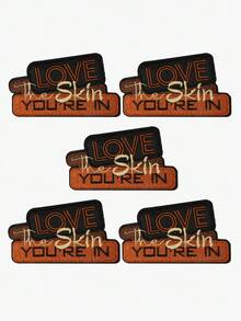 5pcs "Love The Skin You're In" Embroidered Patches, Retro Casual Patches, Positive Energy, Inspirational Patches, Self-Love Badges, Heart Story Badges, Iron-On/Sew-On, Suitable For Clothes, Backpacks, Hats - 彩色 - 查看 1