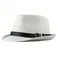 Sombrero de paja de verano para hombre, sombrero de moda coreana, visera para el sol para mujer, sombrero de Jazz Retro británico para caballero J1RL - Blanco - Ver 14