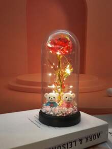 圣诞节情人节礼物钻石熊玫瑰塑封送老婆送妈妈母亲节毕业季礼物永生花礼物生日周年礼物家居装饰摆件