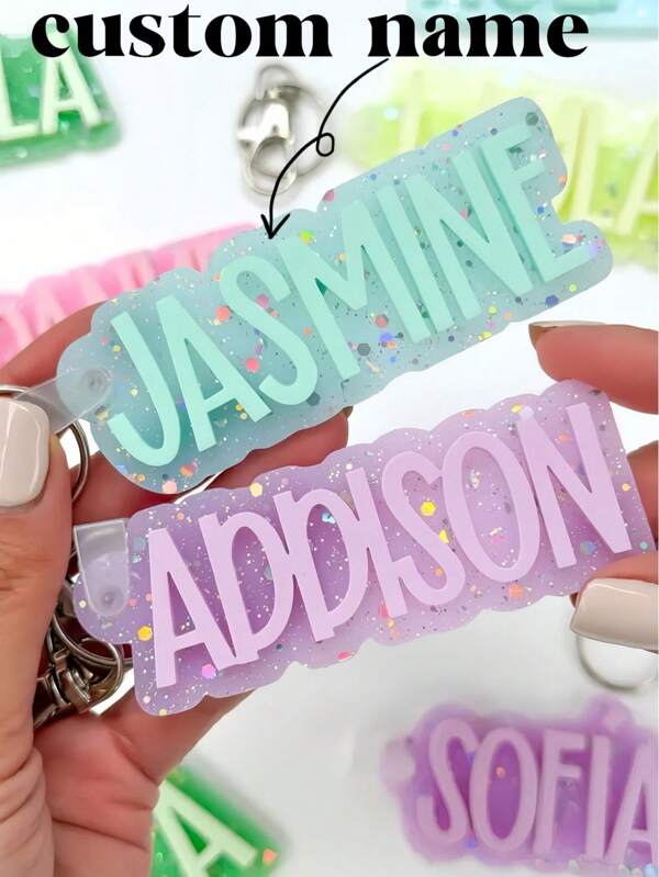 Backpack Keychain Name Tag,Personalized Acrylic Name Tag, Diaper Bag Tag,Lunch Box Tag, Kids Tag