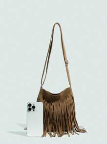 Bolso de hombro con flecos vintage para niñas de 14+ años, bolso de bandolera: Ligero, de gran capacidad, con correa ajustable, de moda para uso al aire libre