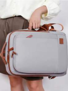 Multifunctional Travel Backpack Shoulder Bag, Double Portable Laptop Bag Comfortable Padded Straps - Màu be - Xem 4