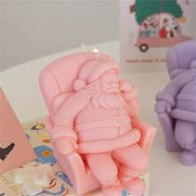 Molde de Vela de Silicone 3D do Papai Noel, Molde de Silicone do Papai Noel Deitado no Sofá Dormindo, Artesanato de Gesso, Presente de Natal DIY, Molde de Argila, Molde de Concreto, Suprimentos de Decoração para Casa