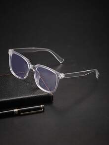 1 件装男士夏季亚克力休闲方框时尚黑色眼镜，适合日常阅读和工作通勤使用 - 彩色 - 查看 9