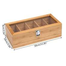 Nordic Style Tea Bar Organizer | 5-Compartment Bamboo Storage Box | Tea Bag & Coffee Capsule Dual-Use + Moisture-Proof Drawer | Home Coffee Corner Organizing Set