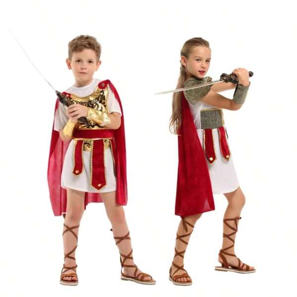 Halloween Children's Roman Warrior Costume Male And Female Gladiator COSPLAY Set