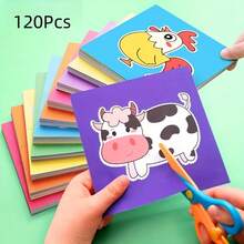 Kit de manualidades de corte de papel para niños con tijeras, para cortar papel, manualidades de papel y desarrollo de habilidades motoras finas - Multicolor - Ver 10