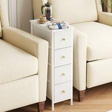 Space-Saving Narrow Dresser Tower With 4/5 Drawers, Black Storage Chest With Sturdy Steel Frame & Wood Tabletop, Versatile Organizer Cabinet For Bedroom, Bathroom, Entryway And Closet, Perfect Mother's Day Present - 白色 - 查看 2